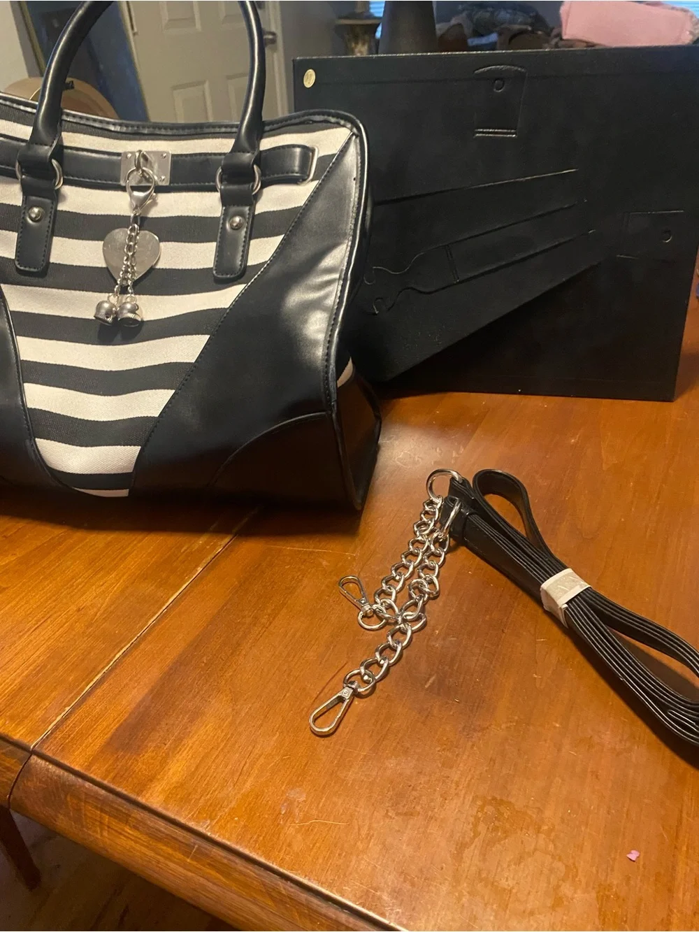 Kate spade Black And white striped bag